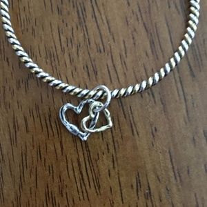 Waxing Poetic Sterling Silver &. Brass "Waxy" Double Heart Charm